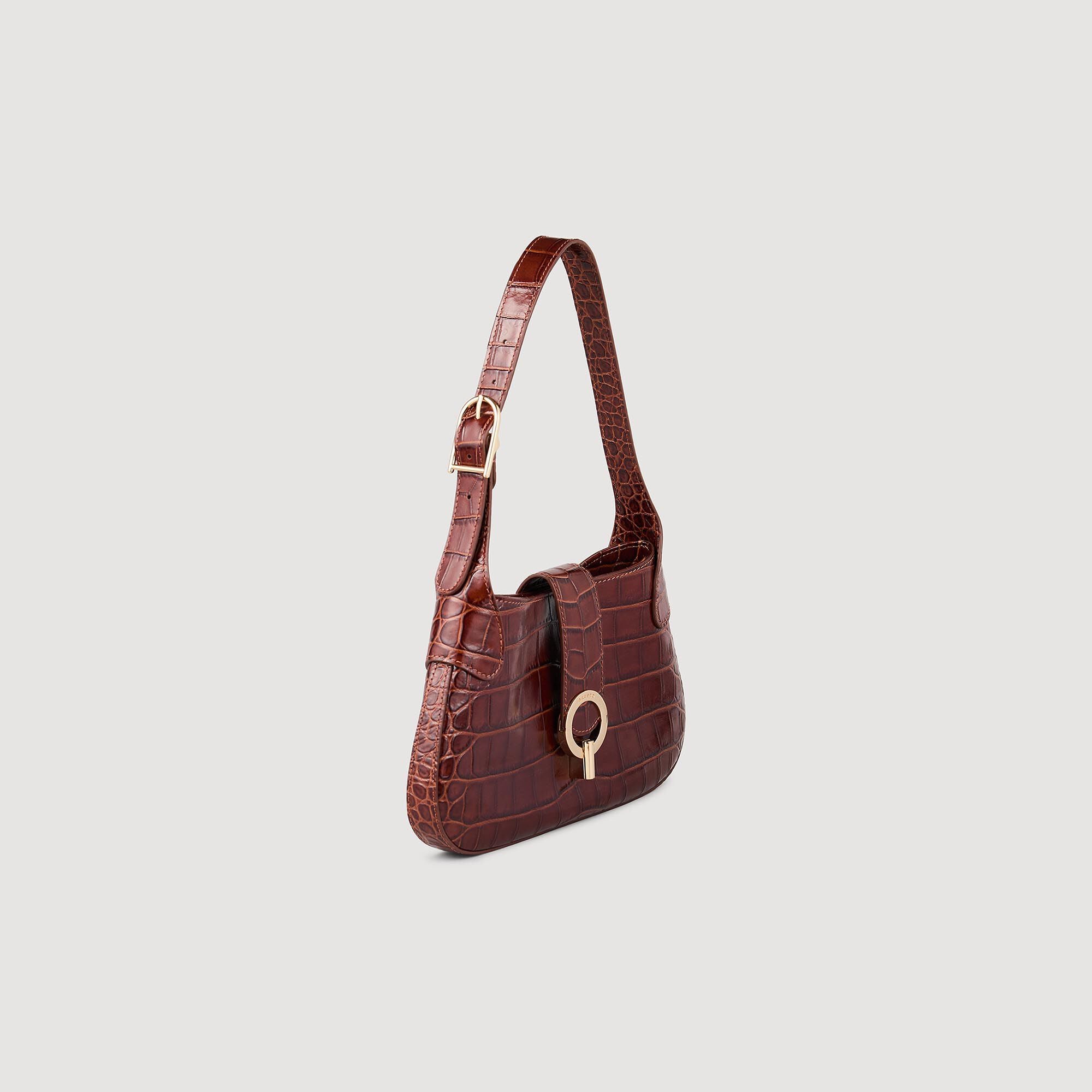 Mock Croc Leather Janet Bag Brown