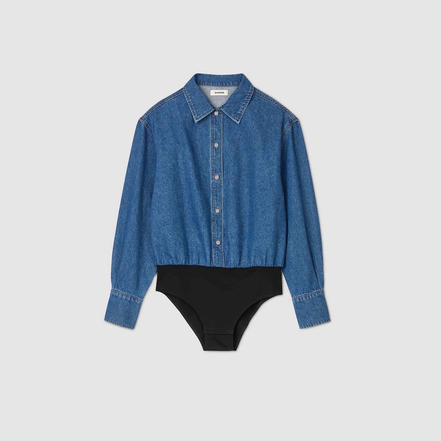 Denim Shirt Bodysuit Blue Jean