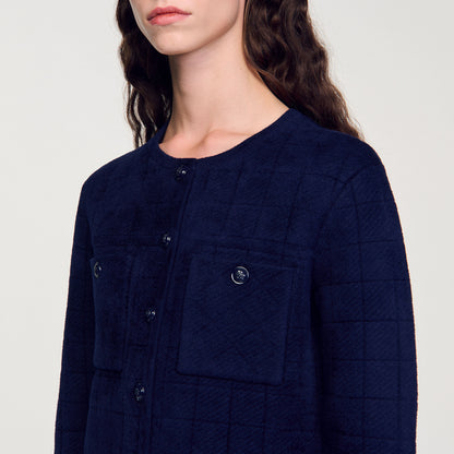 Short Knit Jacket Navy Blue