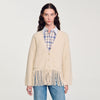 Fringed Knit Cardigan Ecru