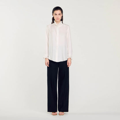 Floaty Shirt With Gathered Collar Ecru