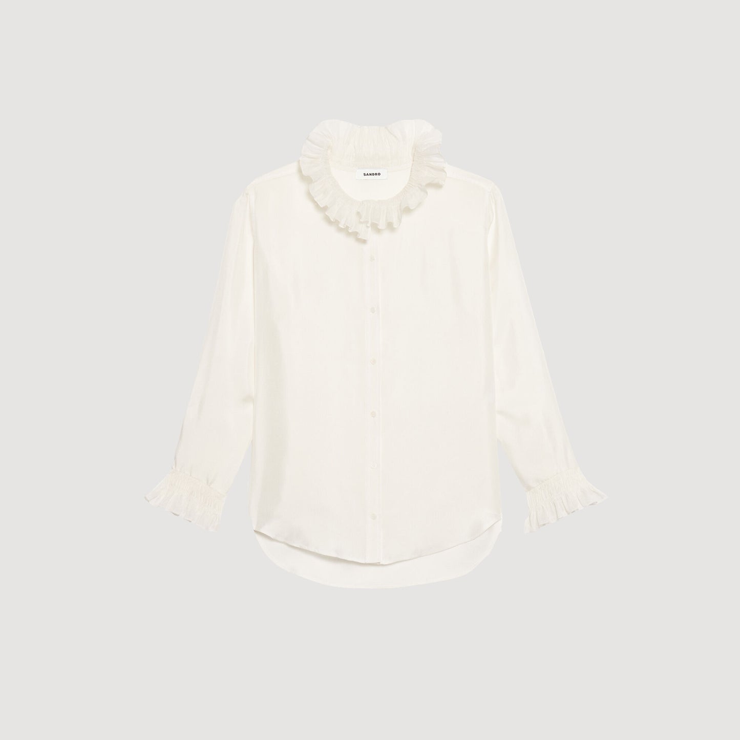 Floaty Shirt With Gathered Collar Ecru