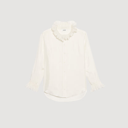 Floaty Shirt With Gathered Collar Ecru