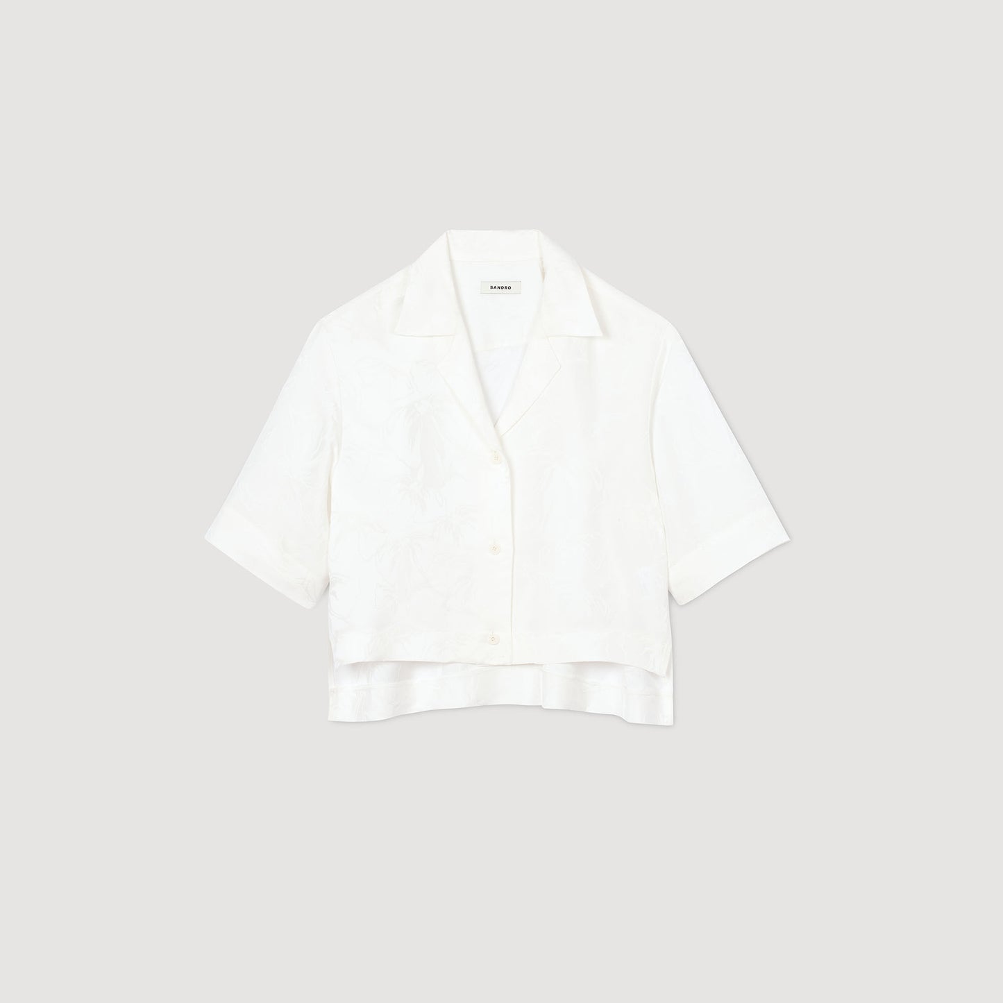 Cropped Shirt With Jacquard Bows White