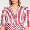 Ruffled Striped Shirt Burgundy / White