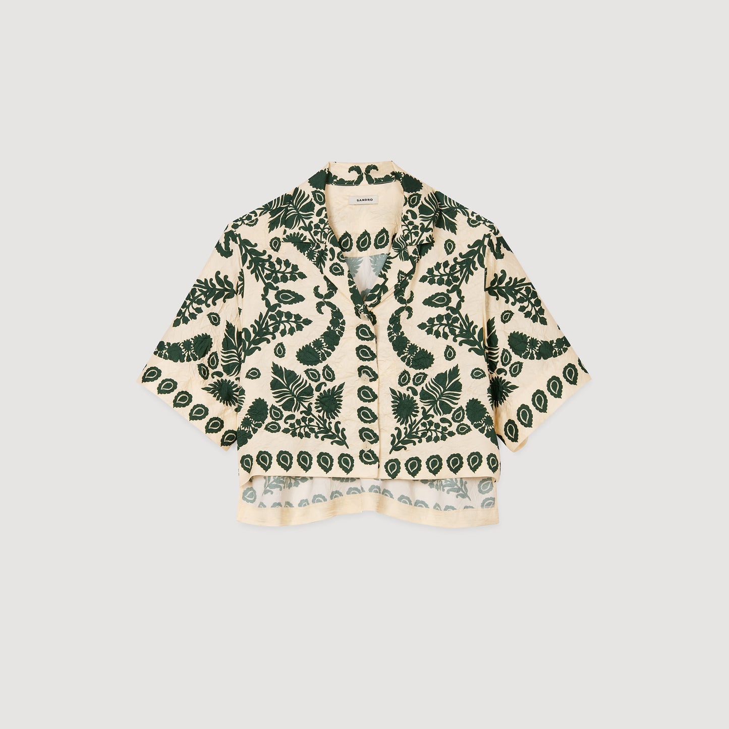 Floral Motif Shirt Ecru / Green