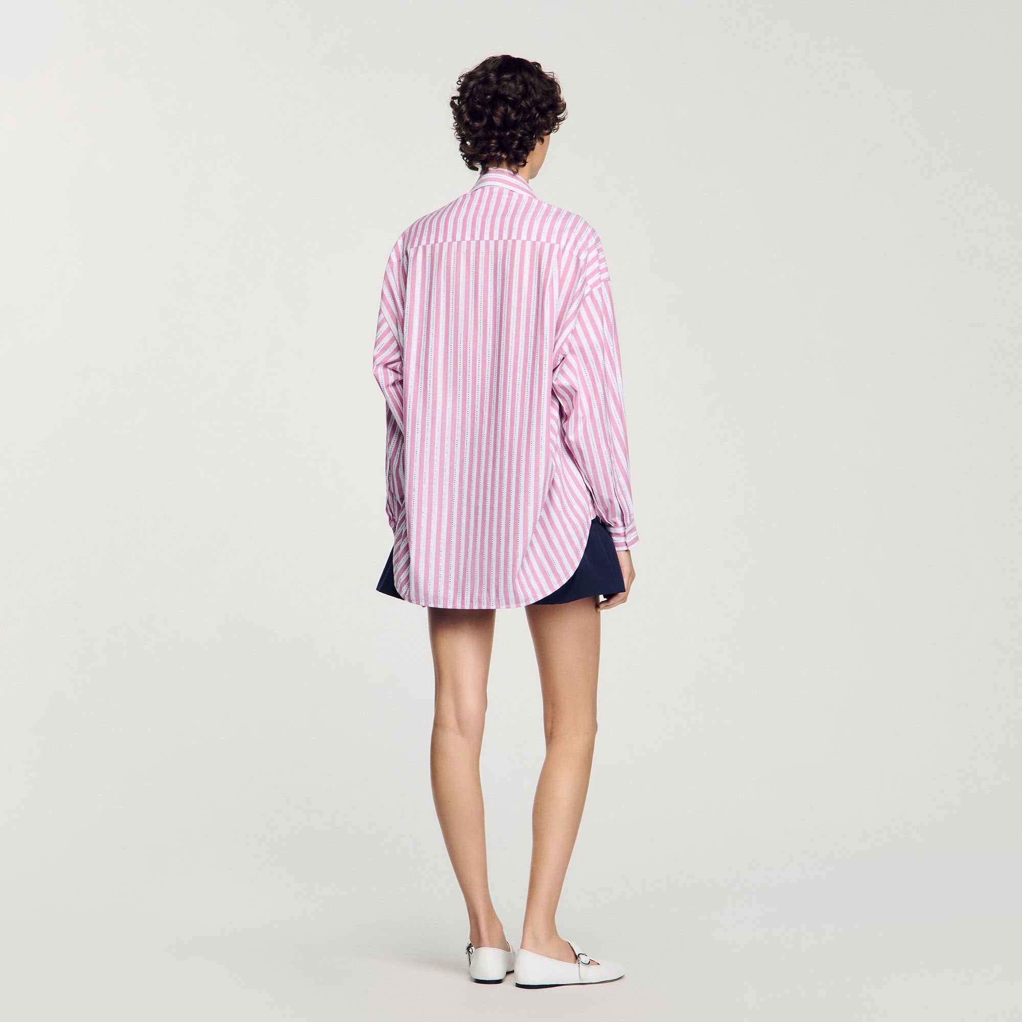 Striped Rhinestone Shirt Pink