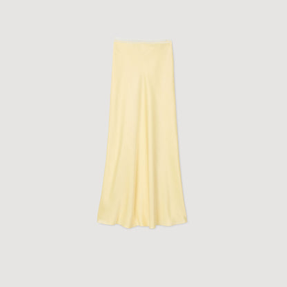 Long Satin-Effect Skirt Yellow