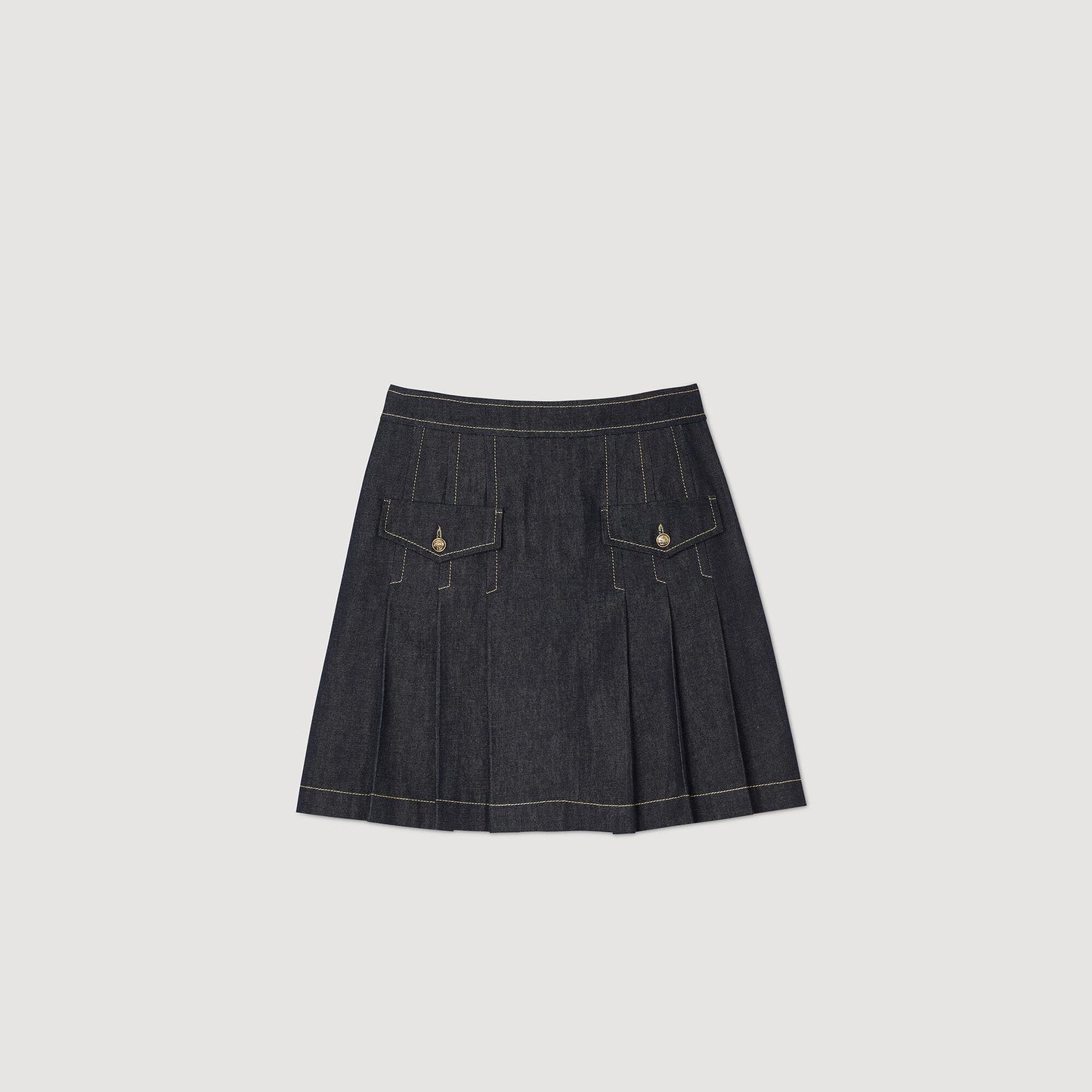 Pleated Denim Skirt Deep Blu