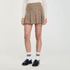 Pleated Micro Houndstooth Skirt Brown