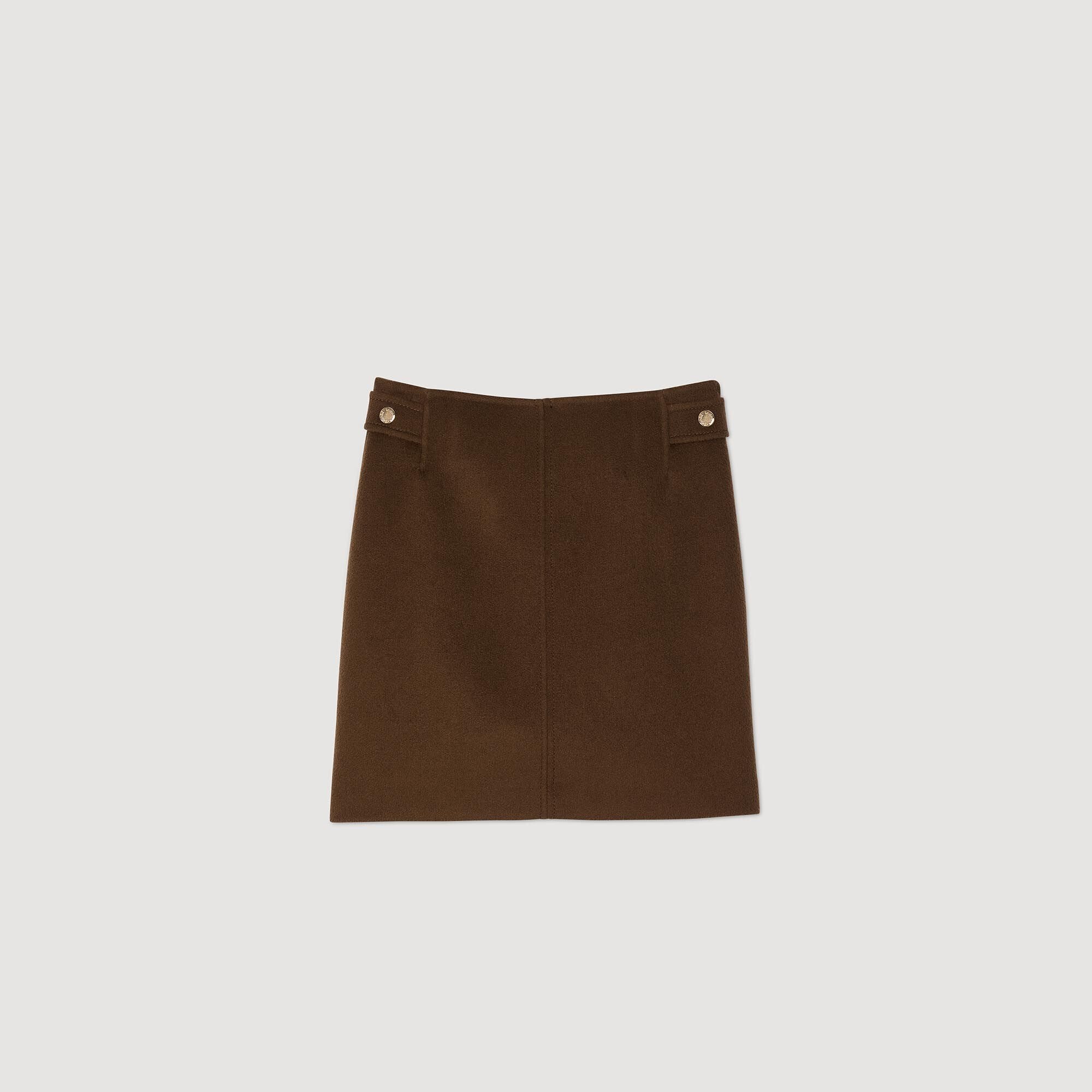 Double-Faced Short Wool Skirt Olive Green