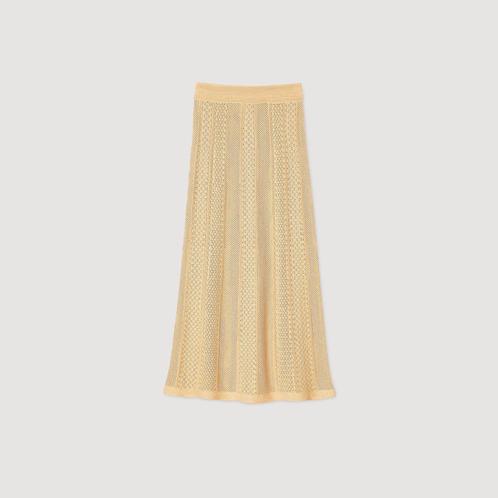 Gold Long Decorative Knit Skirt