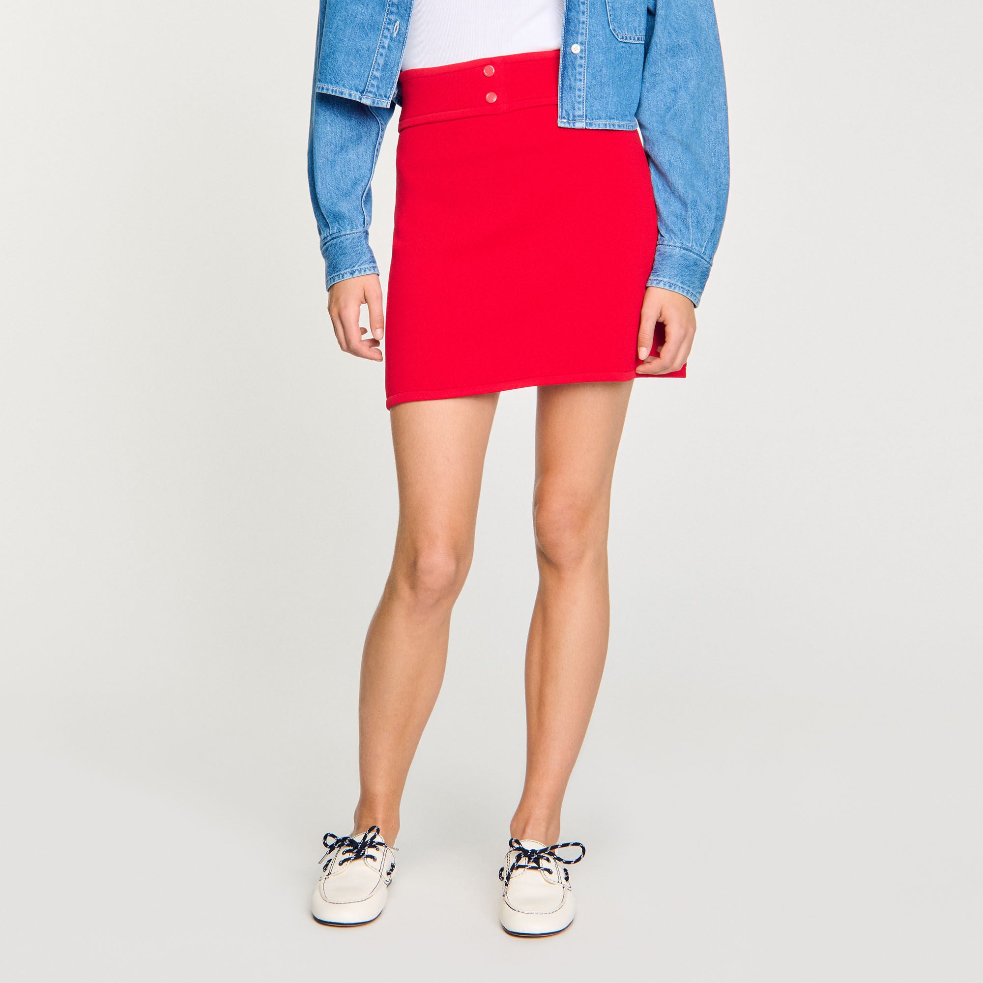 Short Knit Skirt Red