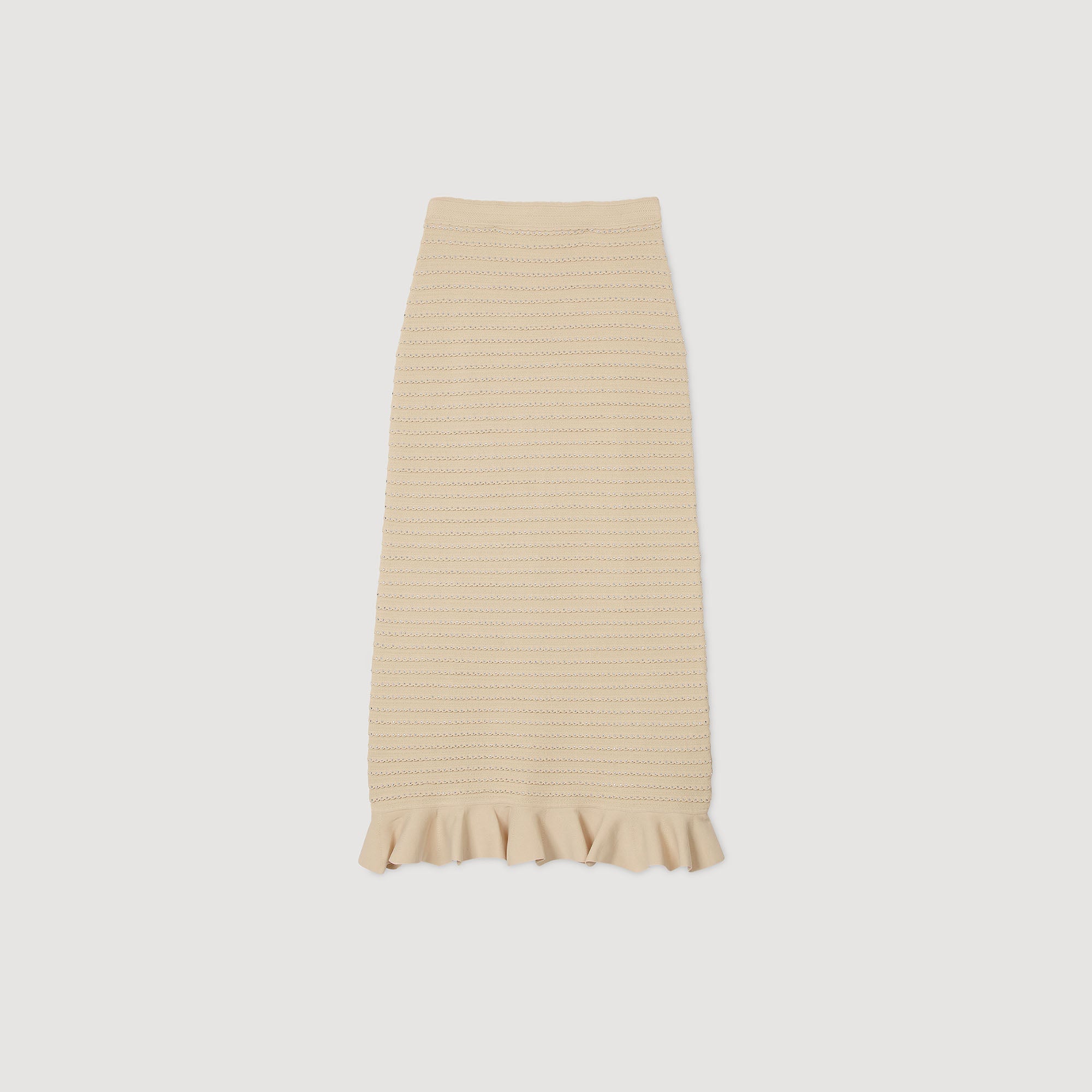 Decorative Knit  Skirt Beige