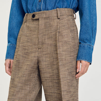 Micro Houndstooth Trousers Brown