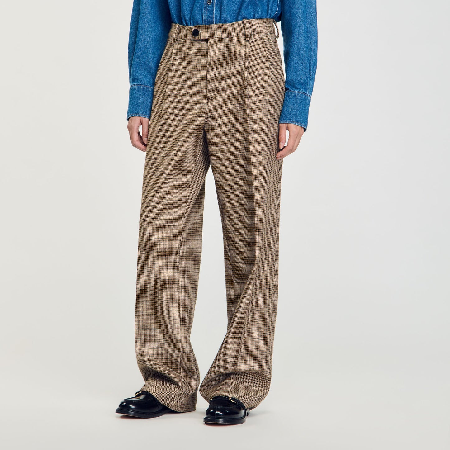 Micro Houndstooth Trousers Brown