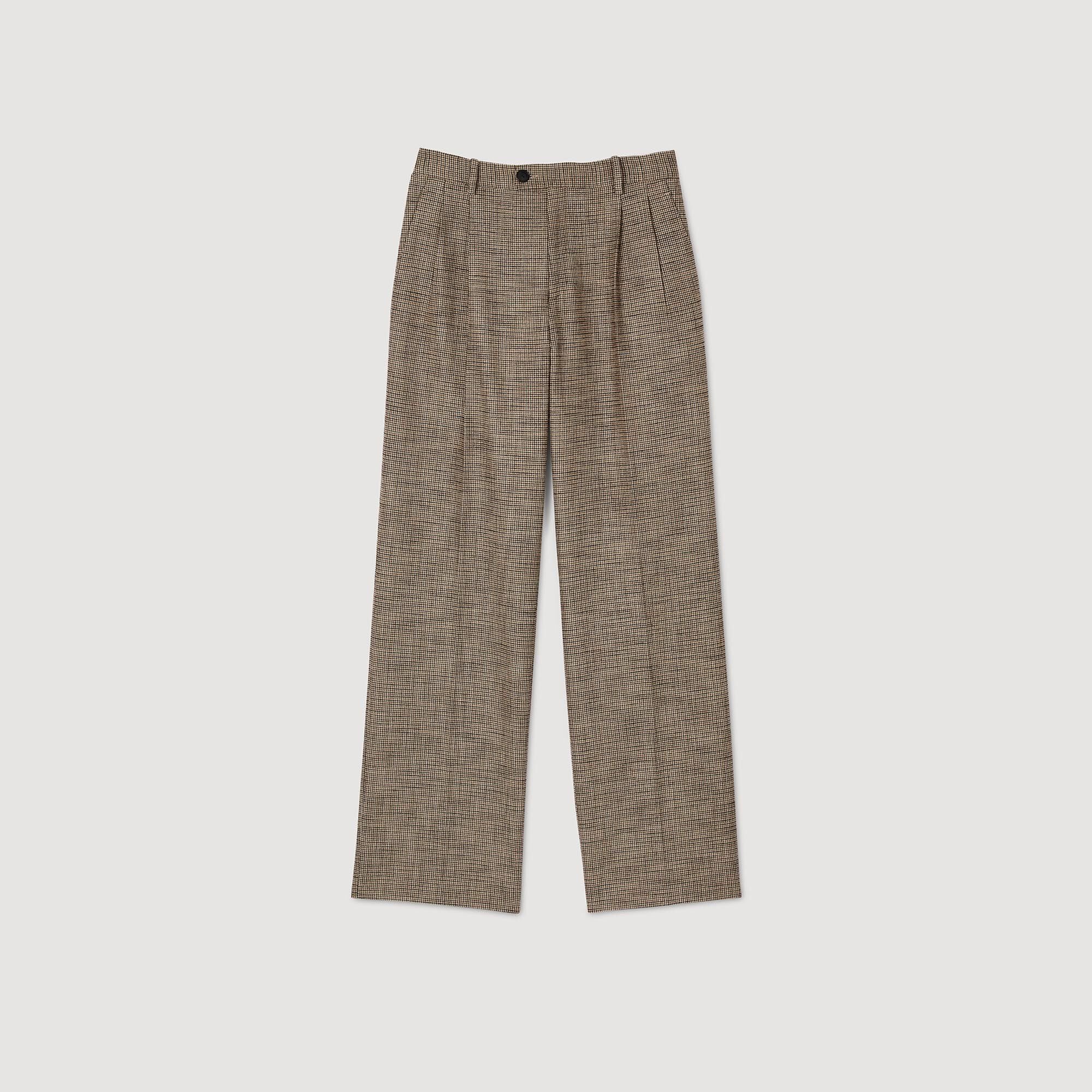 Micro Houndstooth Trousers Brown