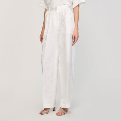 Jacquard Bow Trousers White