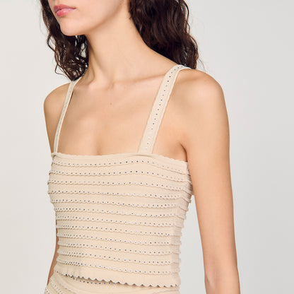 Crop Knit Top Beige