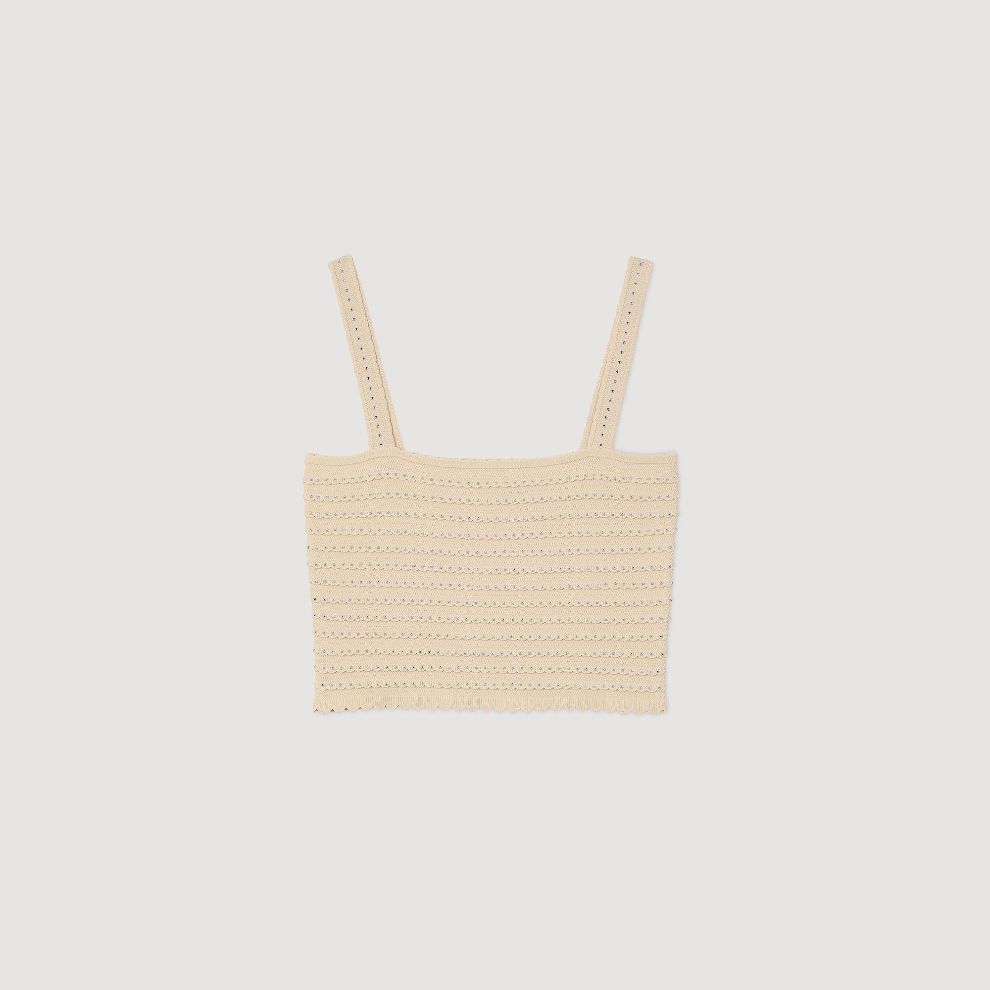 Crop Knit Top Beige