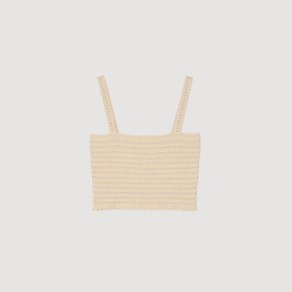 Crop Knit Top Beige