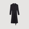 Dual-Material Long-Sleeved Dress Black