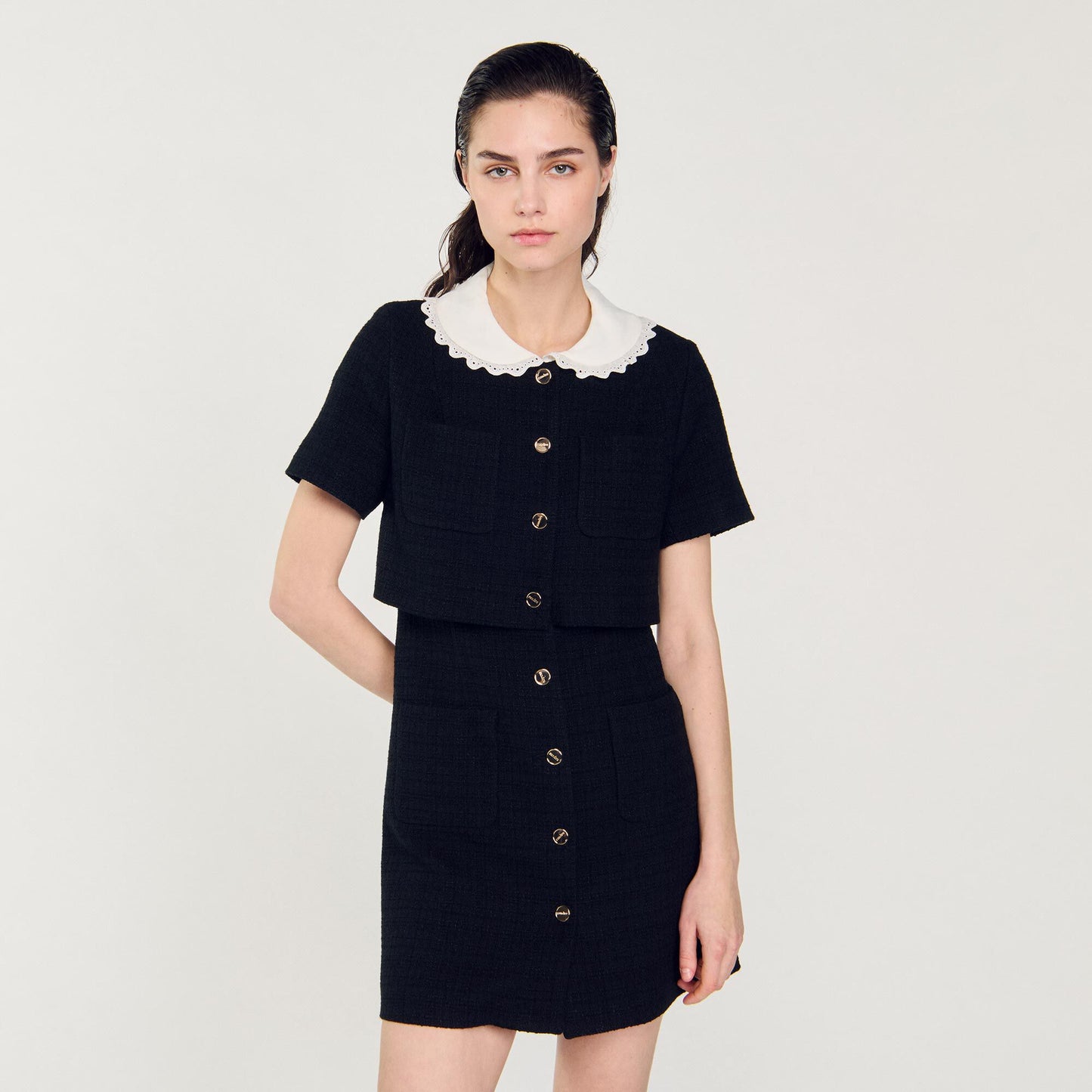 Short Tweed Dress Black