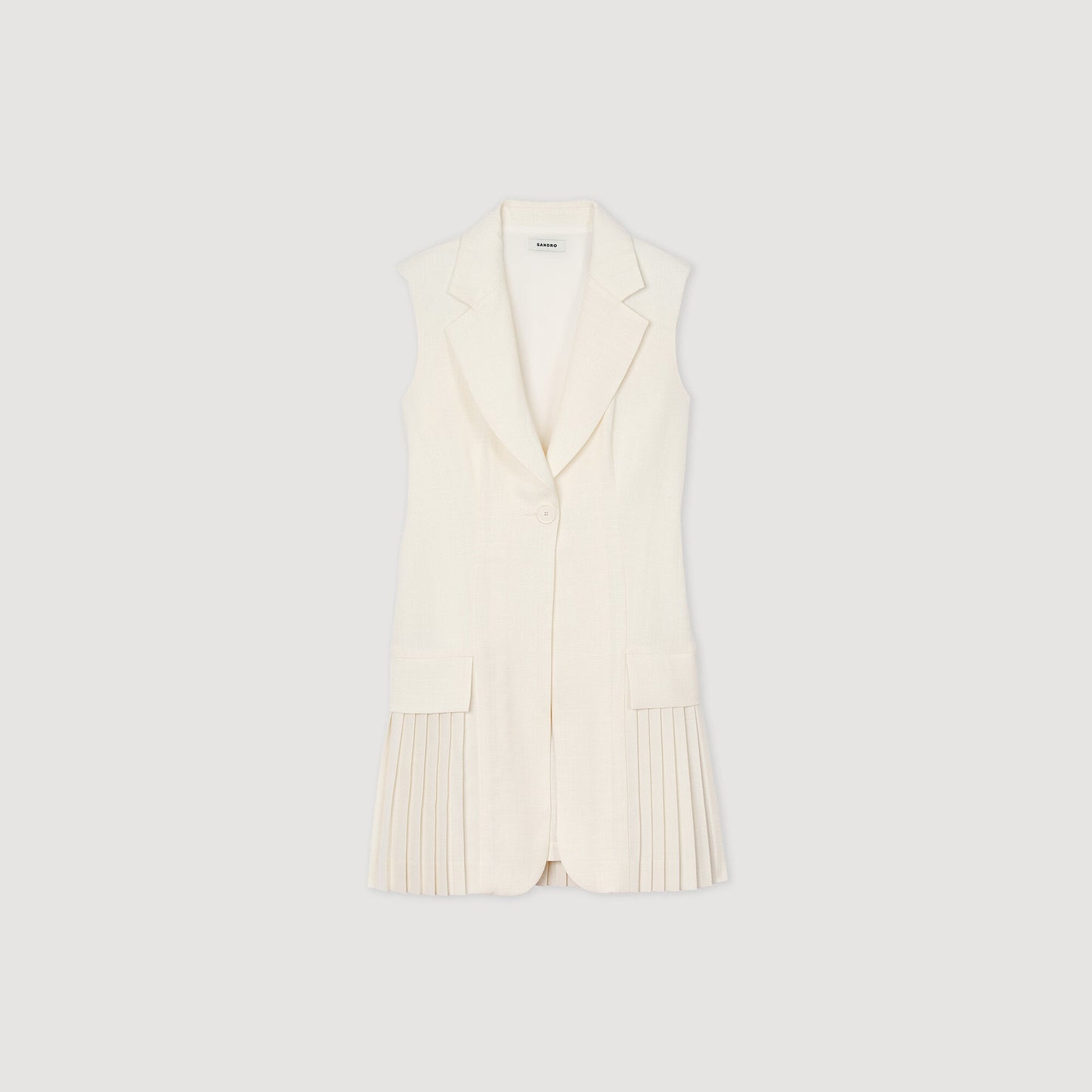 Short Pleated Suit Dress Ecru