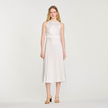 Pleated Maxi Dress Ecru