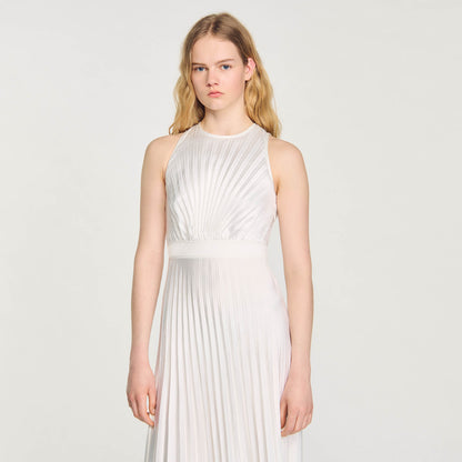 Pleated Maxi Dress Ecru