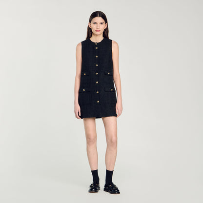 Short Tweed Dress Black