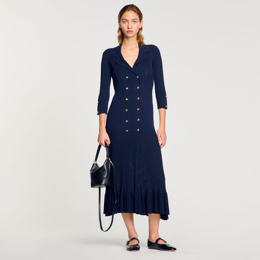 Knit Maxi Dress Navy Blue