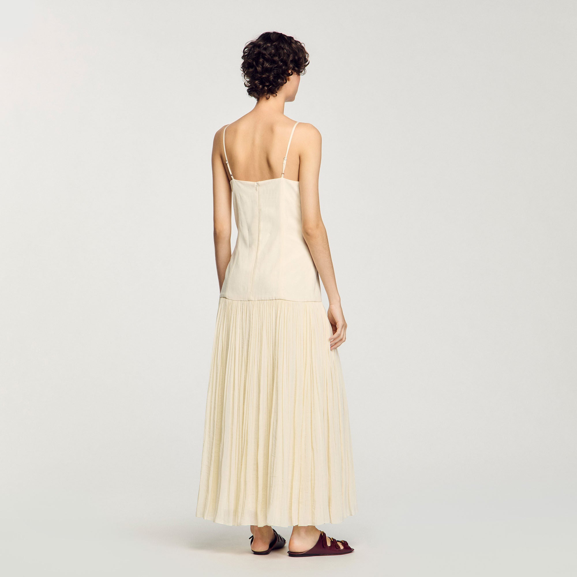 Ecru Pleated Maxi Dress