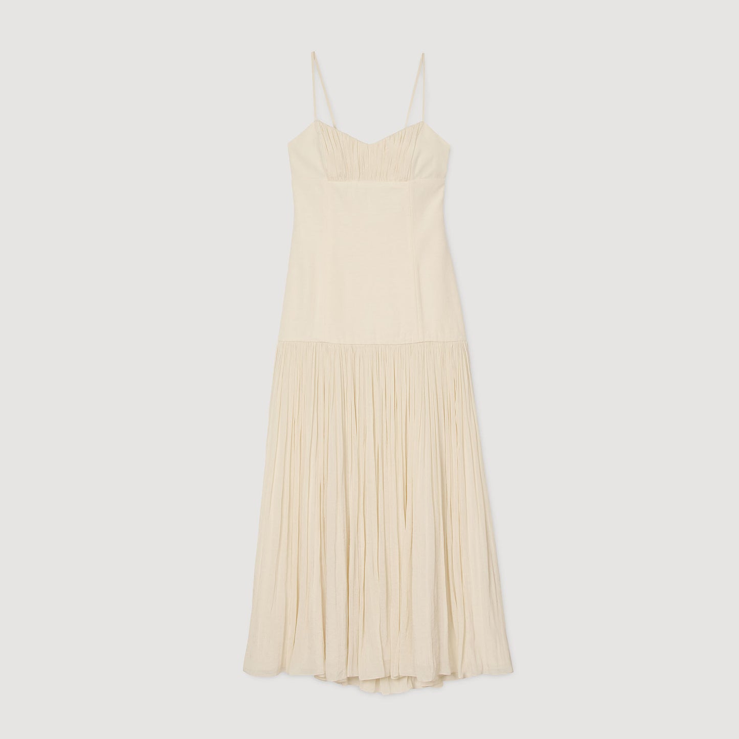 Ecru Pleated Maxi Dress