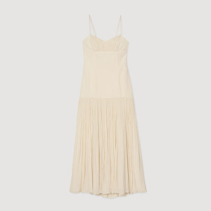 Ecru Pleated Maxi Dress