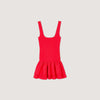 Short Knit Dress With Ruffles Red