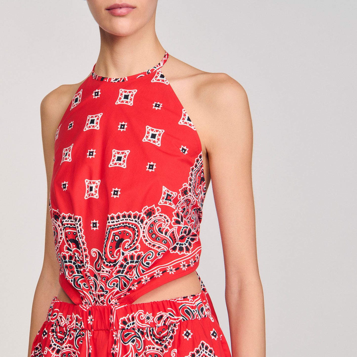 Red / White Bandana-Print Maxi Dress