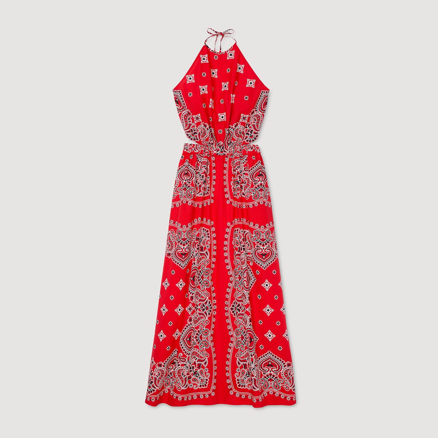 Red / White Bandana-Print Maxi Dress