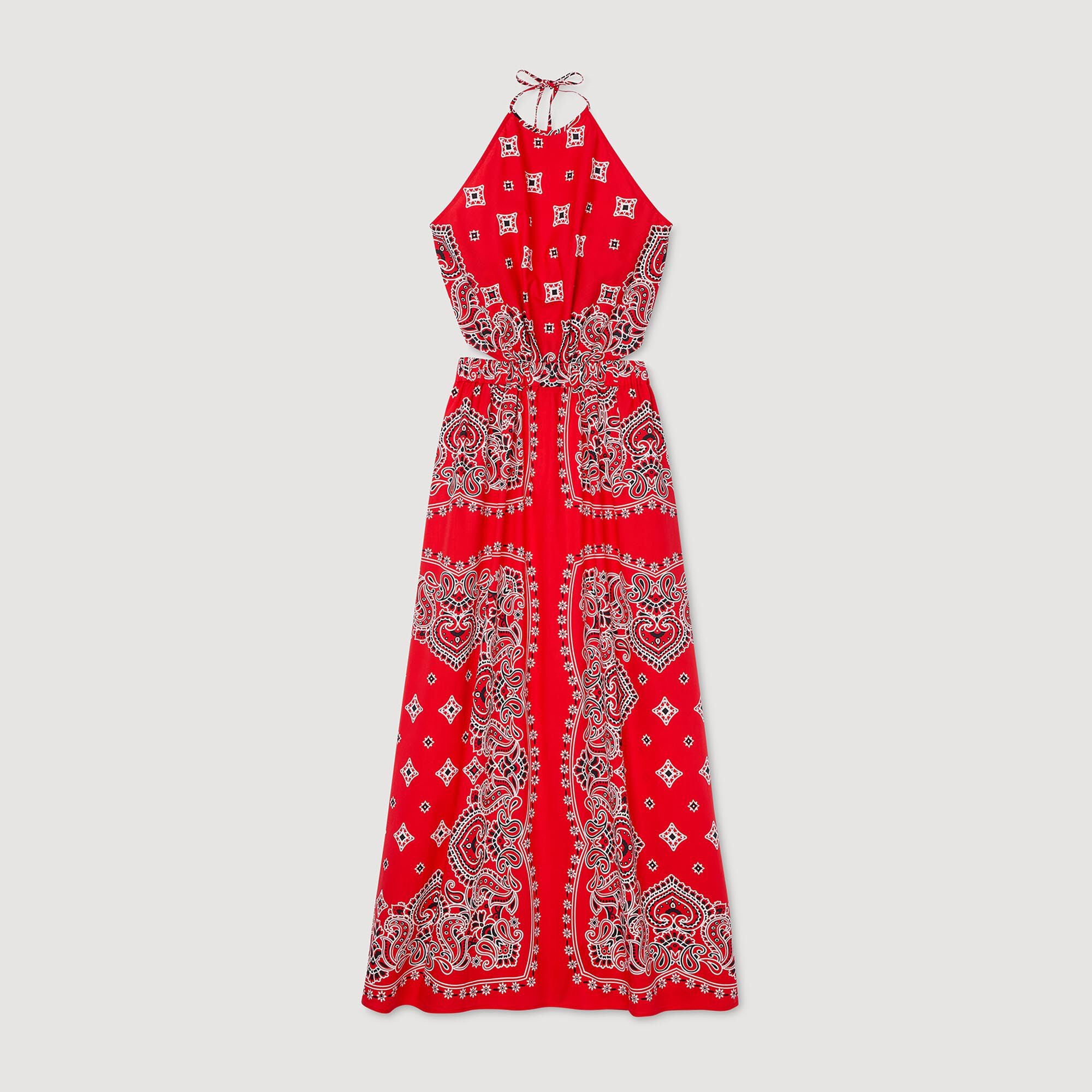 Red / White Bandana-Print Maxi Dress