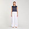 Sleeveless Striped T-Shirt Navy Blue