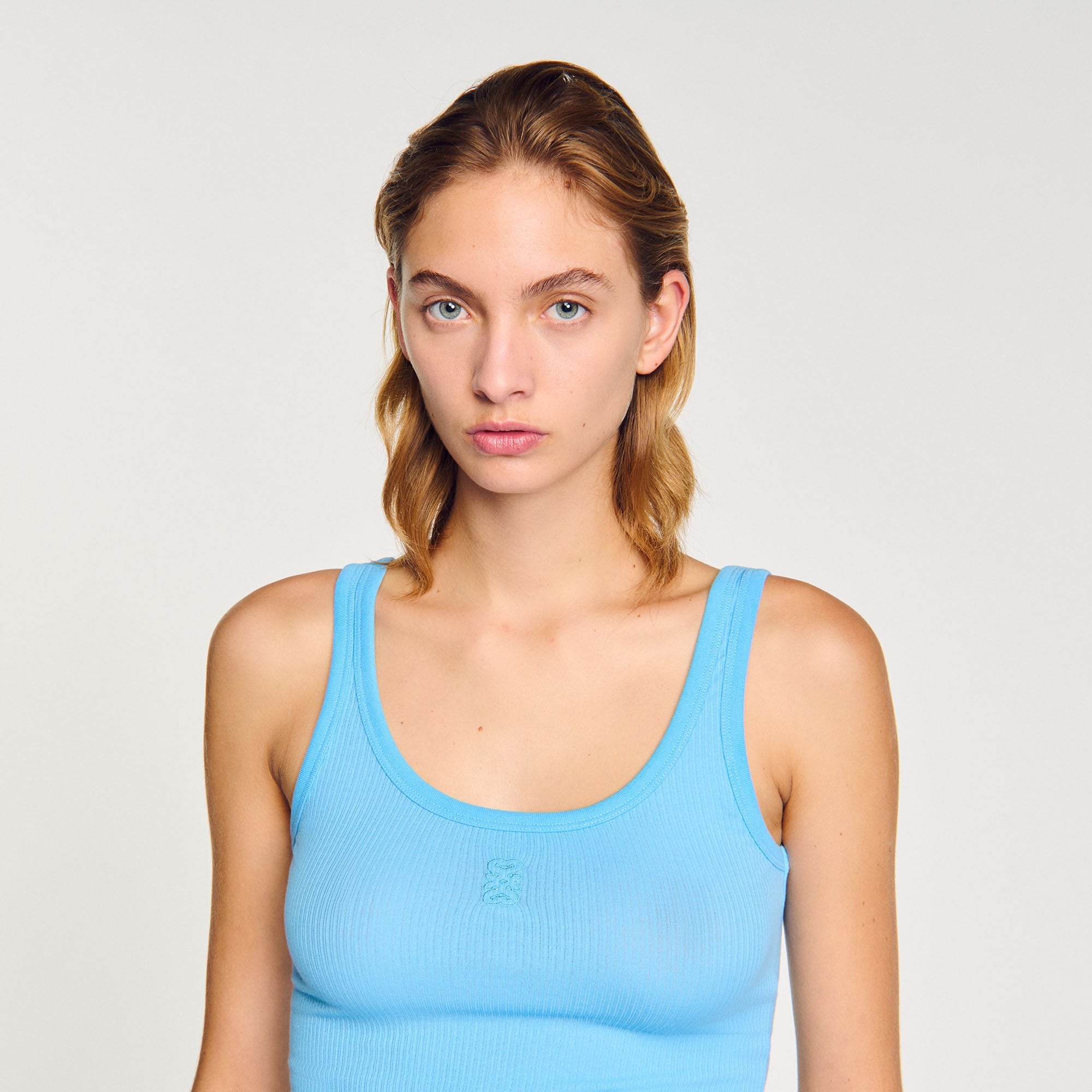 Ribbed Vest Top Blue