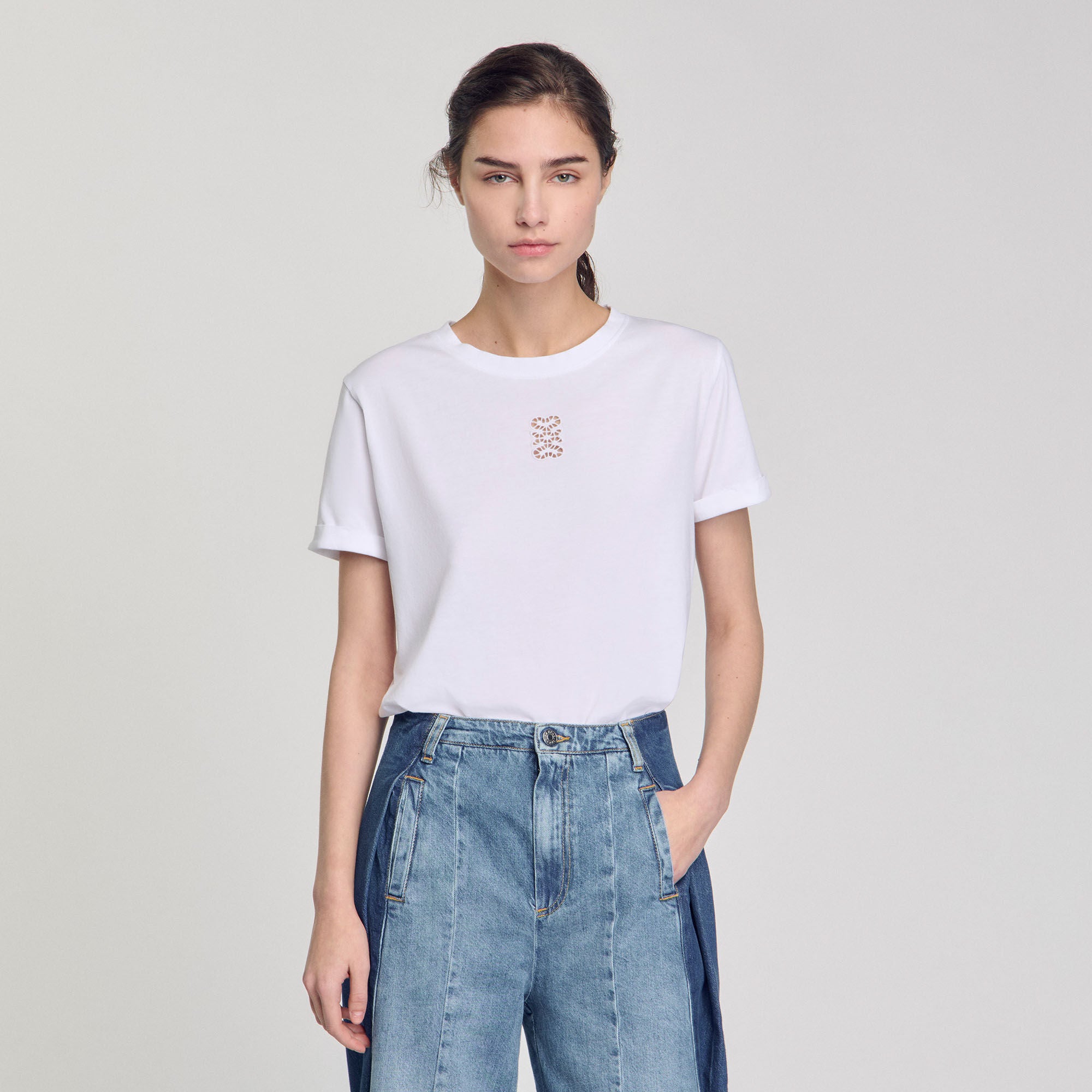 Cotton T-Shirt With Embroidery White