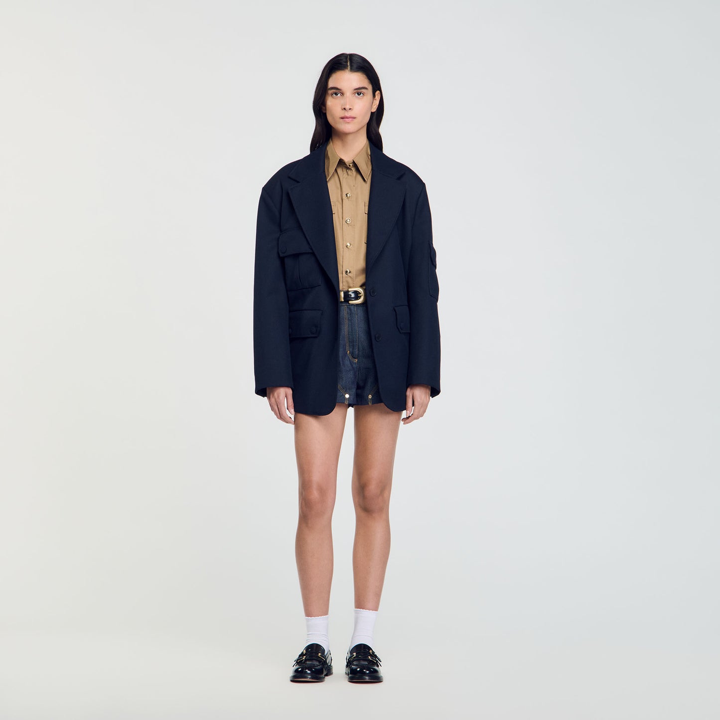 Oversized Suit Jacket Navy Blue