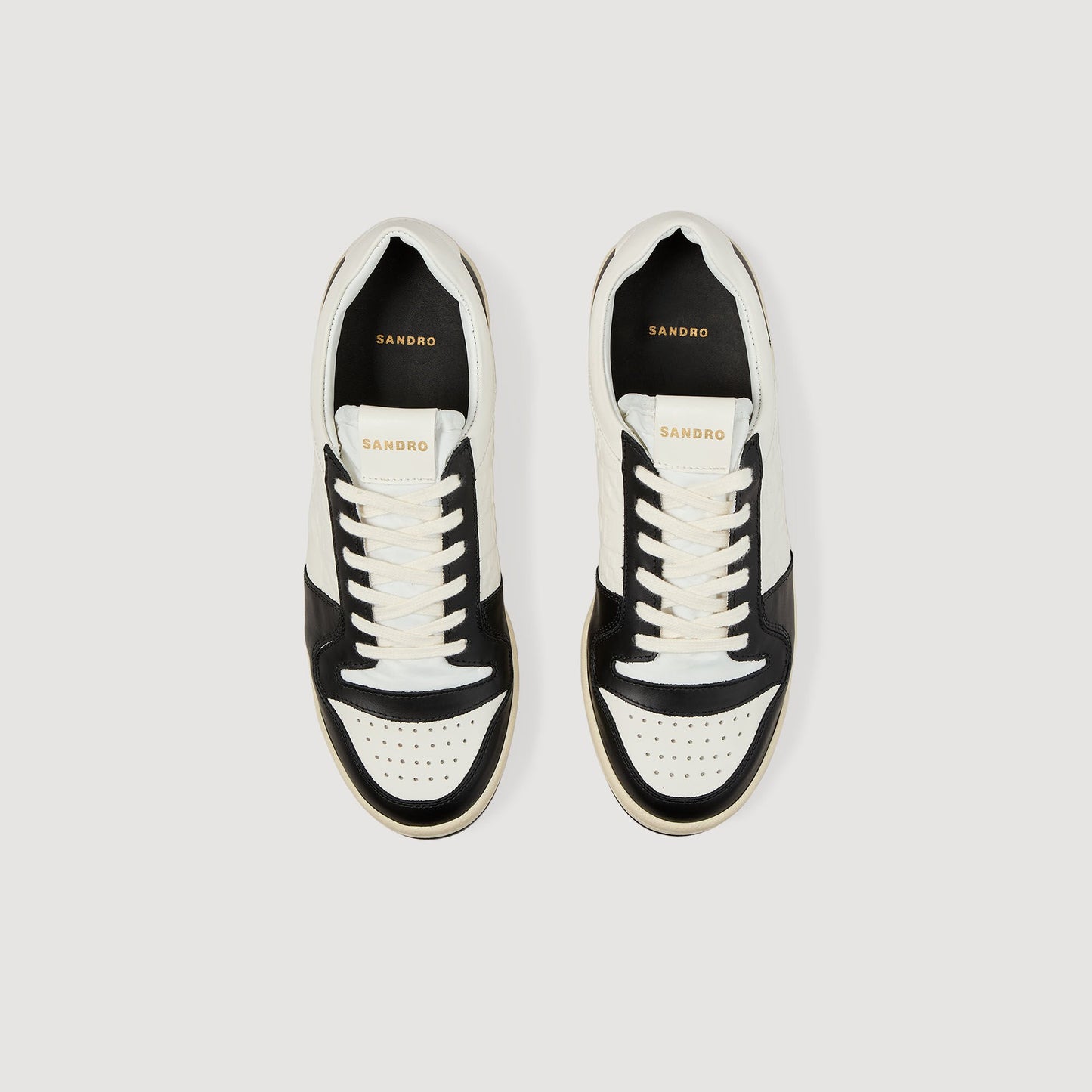 Low-Top Leather Trainers White And Black