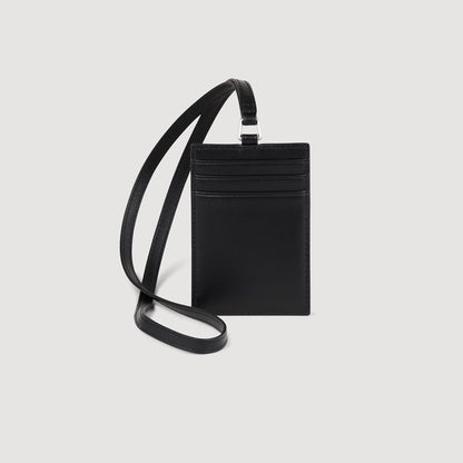 Leather Strap Card Holder Black