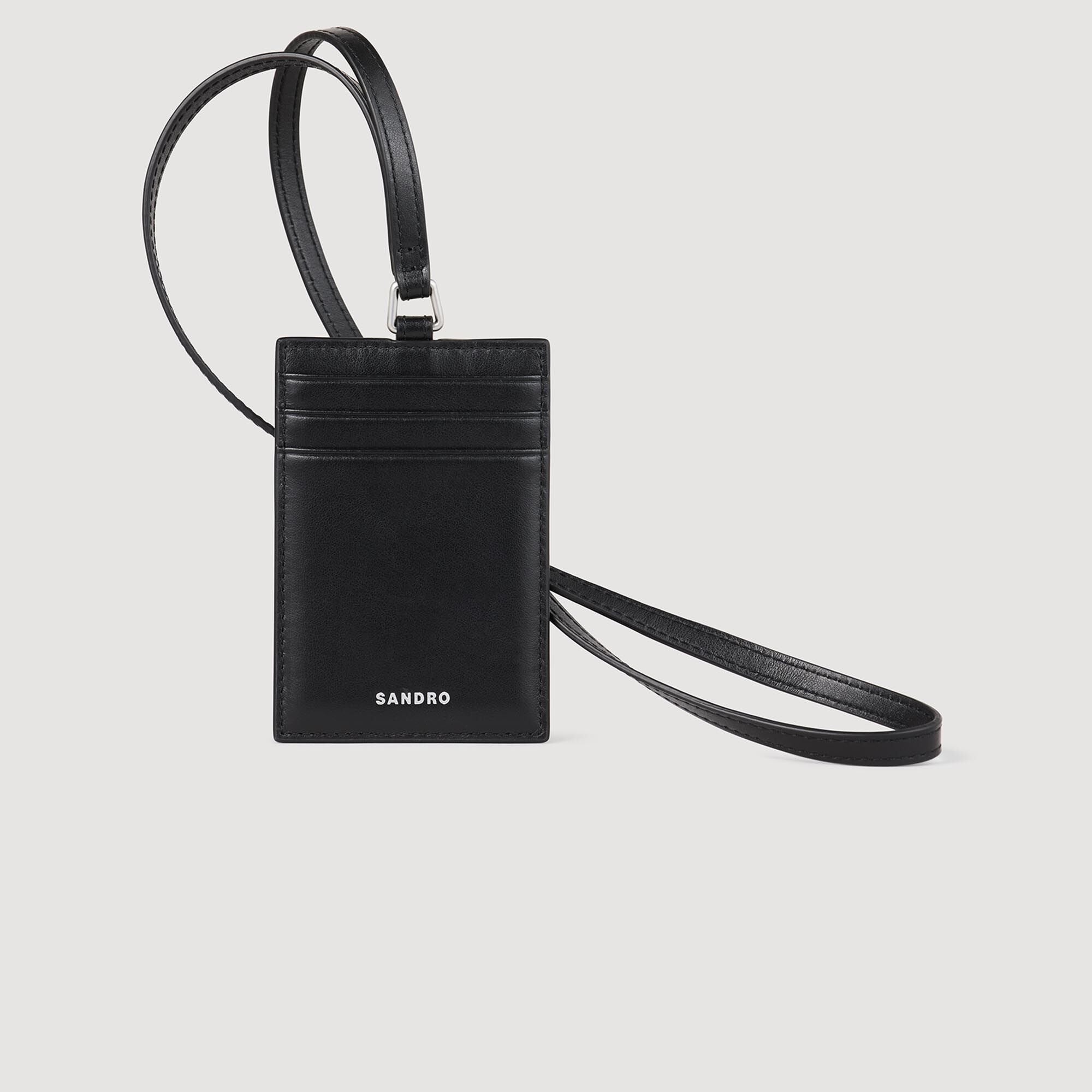 Leather Strap Card Holder Black