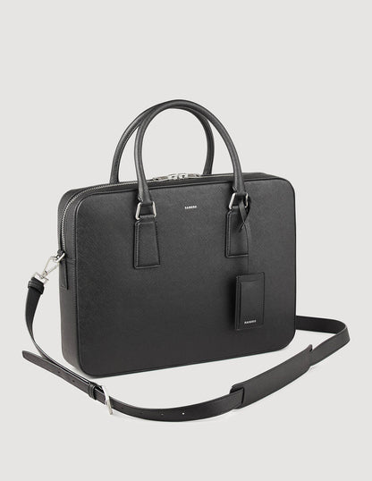 Briefcase In Certified Leather Black