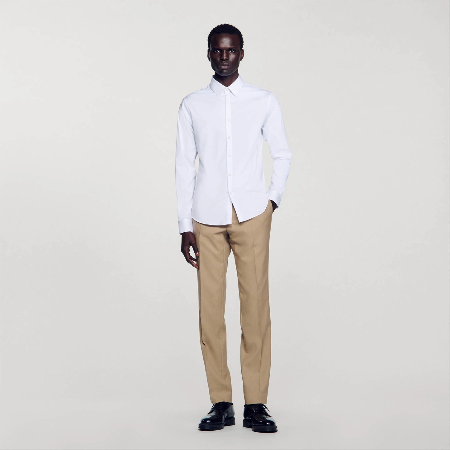 Fitted Stretch Cotton Shirt White