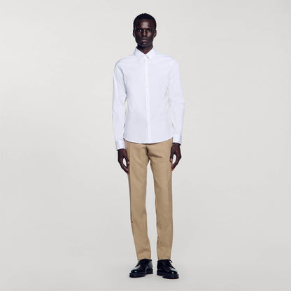 Fitted Stretch Cotton Shirt White