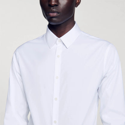 Fitted Stretch Cotton Shirt White